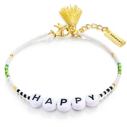 Yokoamii Armband Happy Edelstahl Miyuki Perlen in Gelbgold 17,0 cm Basislänge + 2,5 Verlängerung Damen 