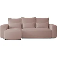 4ALL HOME Ecksofa mit Schlaffunktion Travis 248x148 cm, Couch, Sofa mit Bettkasten, Eckcouch, L-Form, Schlaffsofa, Universal (Boucle Centaur 05 Puderrosa)