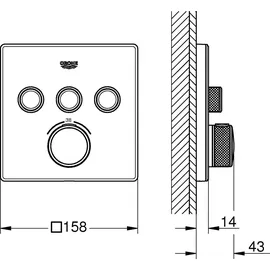 Grohe Grohtherm SmartControl Thermostat mit 3 Absperrventilen, Wandrosette moon white,