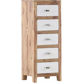 GUTMANN FACTORY Kommode GUTMANN FACTORY "Vienna", beige (natur, weiß), B:46cm H:120cm T:43cm, Massivholz, Sideboards, mit 5 Schubladen, Breite 46 cm