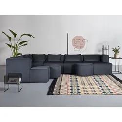 Ecksofa LEONIQUE "Alexane L-Form", blau, B:352cm H:70cm T:267cm, Sofas, zusammengesetzt aus Modulen, in vielen Bezugsqualitäten und Farben
