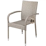 CASARIA Casaria® Gartenstühle 8er Set Stapelbar Creme