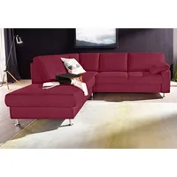 sit&more Ecksofa Belfort L-Form, wahlweise mit Vorziehsitz und Bettkasten rot