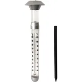 Grundig Solarlampe und Thermometer - Ø12,5 x 97cm - LED Gartenbeleuchtung mit Solarbetrieb - Erdspieß