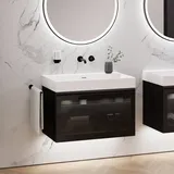 neoro n80 fumo Unterschrank B: 80 cm mit 1 Auszug, mit Parsolglasfront, Waschtisch cube B: 80.5 BN0134WM+BN0432SG