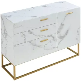 [en.casa] Sideboard Lavangen 75 x 100 x 35 cm Marmoroptik / Weiß