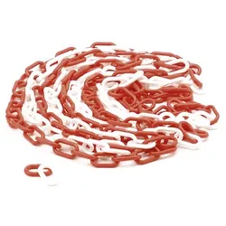 Perel Absperrkette zum Markieren, Absichern oder Sperren von Gefahrenzonen, Baustellen und Wegen, innen und außen, Kunststoff, Rot/Weiß, 5 m, 6 mm.