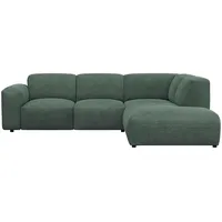 Ecksofa FLEXLUX "Lucera, super Sitzkomfort durch Kaltschaum im Sitz, L-Form" Sofas Gr. B/H/T: 256cm x 73cm x 231cm, Struktur, Chaiselongue links, grün (dusty green) modern & anschmiegsam, Designsofa, modernes skandinavisches Design