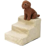 ARATERVIO Hundetreppe 3 Stufen 30cm hoch | Haustiertreppe mit Plüschbezug | rutschfeste Katzentreppe & Hundetreppe für kleine Hunde | 35x45x30cm Haustier Treppe für Treppen & Stufen