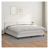 vidaXL Boxspringbett mit Matratze Weiß 160x200 cm Kunstleder