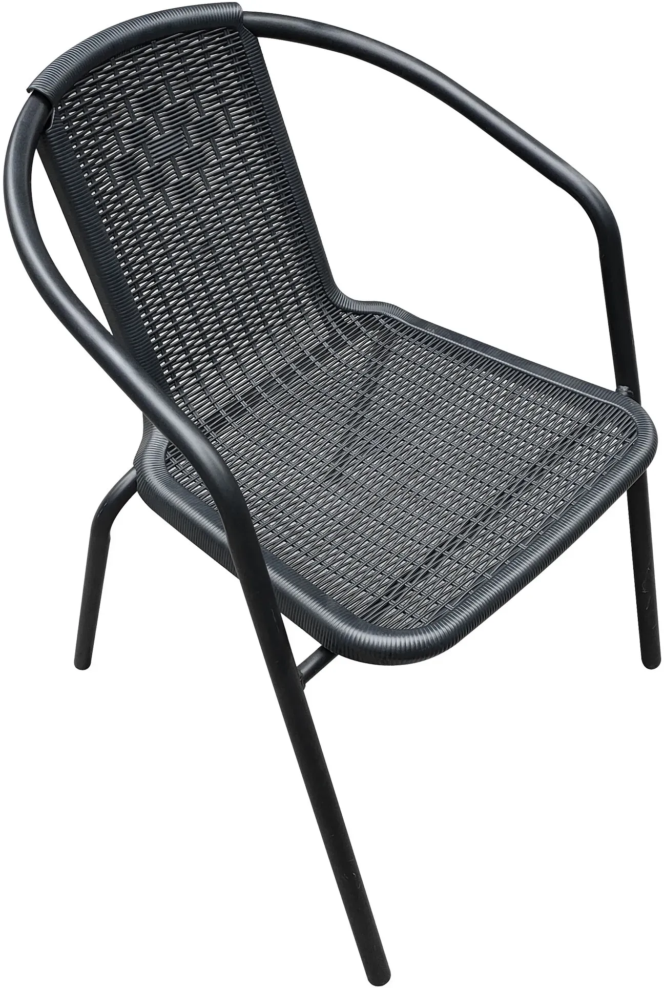 LC Garden »Garvista« 24er Set Gartenstühle Schwarz Metall/PE-Rattan Stapelstühle Bistrostühle stapelbar