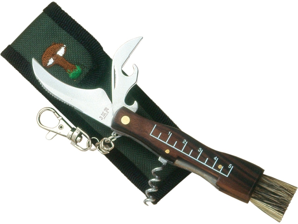 JKR WOOD HANDLE WITH CORKSCREW 5,5 CM STAINLESS STEEL BLADE MUSHROOM KNIFE WITH NYLON SHEATH JKR0090