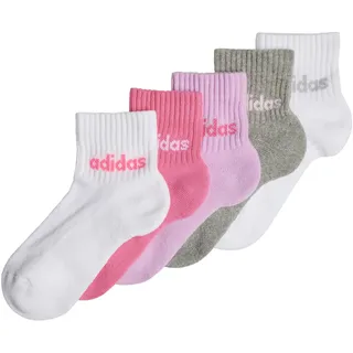 adidas Kids Linear Ankle Socken 5er Pack White / Pink Fusion / Bliss Lilac / Medium Grey Heather 28-30