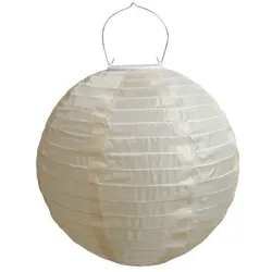 Chic Antique Reispapier Lampe mit Solarzellen, D30 cm, honig