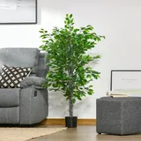 Homcom Künstlicher Ficusbaum Kunststoff Zement, 15L x 15B x 135H cm-Grün | Gr.: onesize