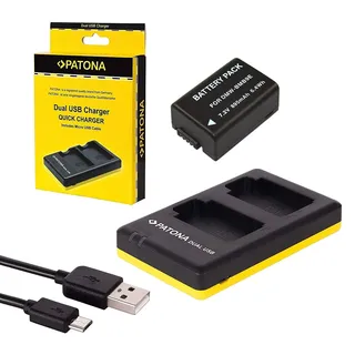 2in1 Set für Panasonic Lumix DC FZ82 Akku kompatibel mit Panasonic DMW-BMB9 und BMB9e und MicroUSB Ladegerät (lädt 2 Akkus gleichzeitig)