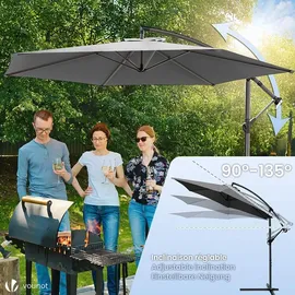 VOUNOT Ampelschirm 300 cm Grau