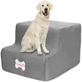 2-stufige Hundetreppe für Hochbett und Couch, 20cm hoch für Hunde, breitere Haustiertreppe für kleine alte große Hunde Katzen, 30°stabile rutschfeste Hundetreppe, waschbare Hunderampe
