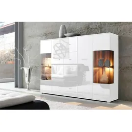 Innostyle Highboard 143 x 150 x 42 cm Weiß / Pinie hell / Artisan Eiche Optik