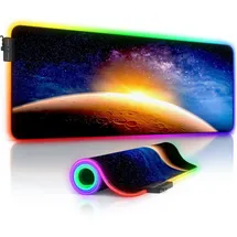 CSL RGB Gaming Mauspad, Gaming Mauspad - 800 x 300 mm XL Mousepad - LED Multi Color, Stars & Mars