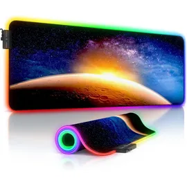 CSL RGB Gaming Mauspad, Gaming Mauspad - 800 x 300 mm XL Mousepad - LED Multi Color, Stars & Mars