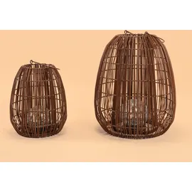 esotec Solarleuchte Rattan 40+28 cm 2er Set braun
