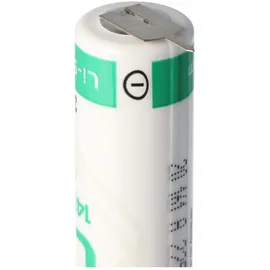 Saft LS14500 AA Ltihium Batterie 3,6 Volt mit Printanschluss, LS14500 LiSOCl2 2600mAh 1er Print - / 2er Print +
