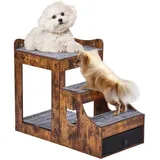 Vevor Etagenbett Haustiere mit abnehmbarer Treppe, Fenstersitz für Hunde/Katzen mit Stauraum, mehrstufiges Bett, Schlafcouch für Hunde, Sitzplattform für Haustiere, 830 x 450 x 675 mm (Braun)