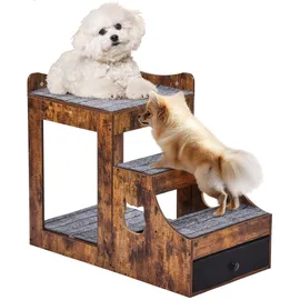 Vevor Etagenbett Haustiere mit abnehmbarer Treppe, Fenstersitz für Hunde/Katzen mit Stauraum, mehrstufiges Bett, Schlafcouch für Hunde, Sitzplattform für Haustiere, 830 x 450 x 675 mm (Braun)