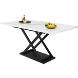 Okwish Esstisch, Weiß, Holzwerkstoff, 80x75x160 cm, Esszimmer, Tische, Esstische