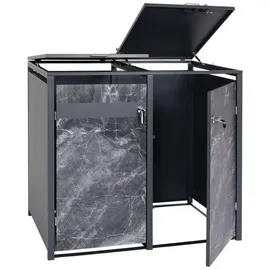 Proregal Mülltonnenbox 2er 117x132x80cm Anthrazit Marmor-Optik dunkel