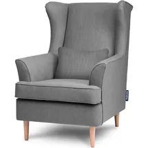 Konsimo Ohrensessel Stralis Webstoff 82 x 108 x 80 cm Grau mit Kissen
