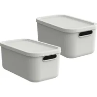 Rotho Albula Light 2er-Set Aufbewahrungsbox 12l Farbe:Mistletoe white