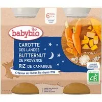 Babybio CAROTTE DES LANDES COURGE BUTTERNUT & RIZ DE CAMARGUE dès 6 mois Aliment 400 g