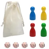 Bunte Spielfiguren aus Holz für Brettspiele, 86-teiliges Set mit 4 Farben, Id...