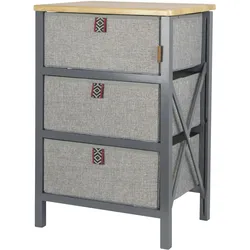 BO-CAMP Camping Falt Schrank Hamlets Stoff Kommode Küche 3 Schubladen Holz Tisch