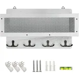Post- und Schlüsselhalter für Wand dekorativ, Holz Wand Schlüssel Rack Organizer mit 4 Doppel Schlüssel Haken, Wand Mount Schlüssel Aufhänger für Eingang, Lagerung, Wohnzimmer, Flur, Küche (White)