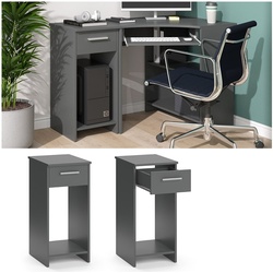 Vicco PC-Schrank Beistellschrank Computerschrank Odin Anthrazit Schublade PC-Fach
