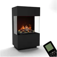 GLOW FIRE Elektrokamin OGF 1 Mini Wasserdampf Kamin, Standkamin, Elektrischer Kamin, Wasserdampfkamin mit 3D Feuer und Knisterfunktion schwarz