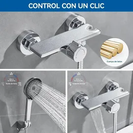 luxuskollektion Badewannenarmatur Wasserfall mit Handbrause und Dusche, 1.5m Edelstahl