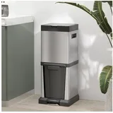 Homcom Mülleimer 20+14 l Silber