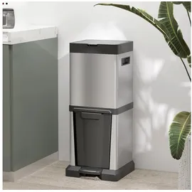 Homcom Mülleimer 20+14 l Silber