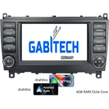 GABITECH Android Autoradio GPS Navi für Mercedes Benz CLK Class W209 CLS W219 Autoradio (4GB RAM 64GB ROM Drahtlos Apple Carplay und Drahtlos Android Auto)