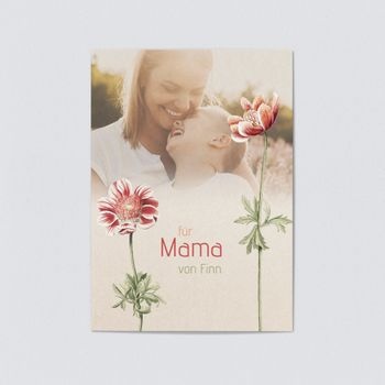 Karten zum Muttertag (5 Karten) selbst gestalten, Im Mohnfeld - Beige