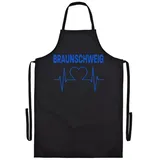 multifanshop Grillschürze - Braunschweig - Herzschlag - Druck blau - Schürze