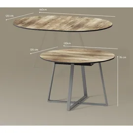 livinity® Firenze Ø 120 cm Eiche rustikal/Grau