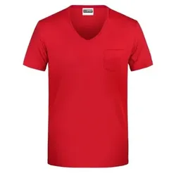 Herren T-Shirt mit Brusttasche 8004, rot, Größe S - rot - S