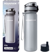 Aquaphor City Filterflasche 500ml Grau I Flasche mit Wasserfilter