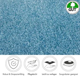 Andiamo Teppichboden ANDIAMO "Catania, Velours, Gesamthöhe 7,5 mm, Luxusklasse LC1", blau, B:500cm L:600cm, Kunstfaser, Teppiche, meliert, Breite 400 cm oder 500 cm, strapazierfähig & pflegeleicht