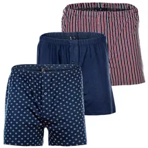yourbasics Herren Jersey-Boxershorts, 3er Pack - Cotton, Eingriff mit Knopf, Muster, Multipack BlauMix L